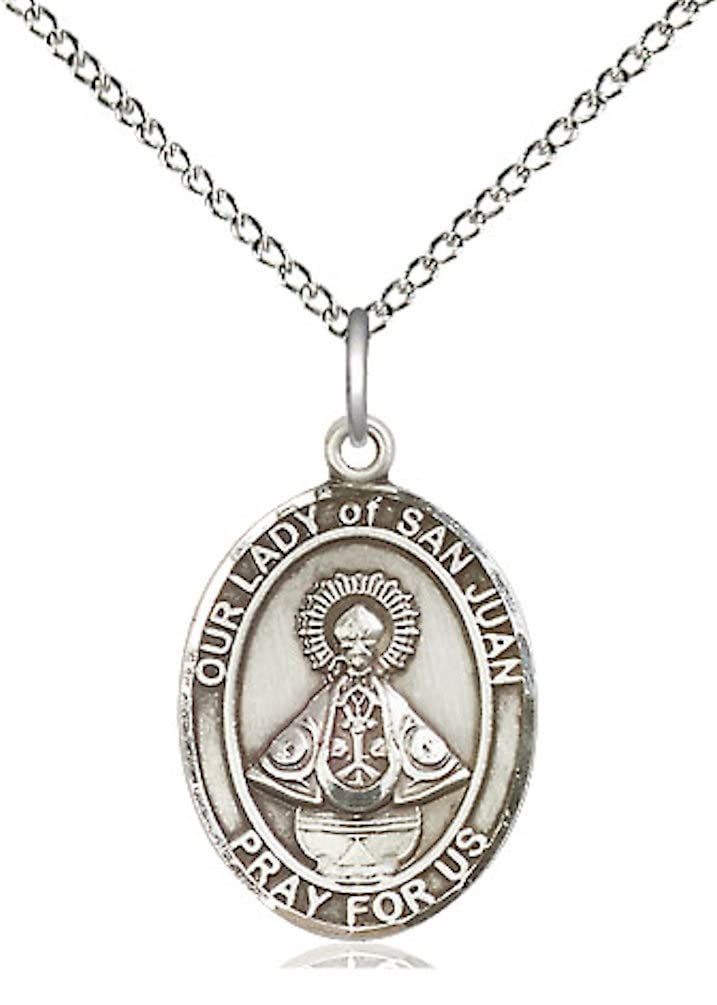 Our Lady of San Juan Medal in Fine Pewter, 3/4" tall, Your Choice of Chain, # 5657