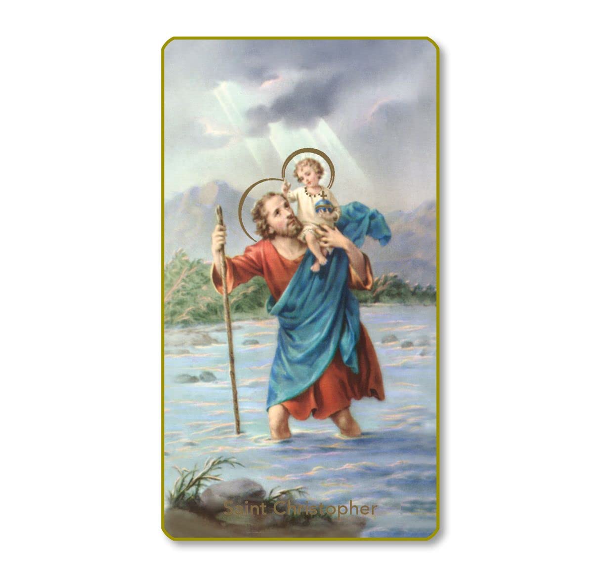 St. Christopher Italian Paper Holy Cards, 2"x4", Blank Back, 100-Pack, # 5979