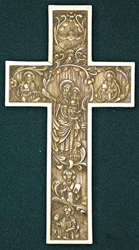 Byzantine Antiqued Alabaster Cross 12" Made in Italy., 96320