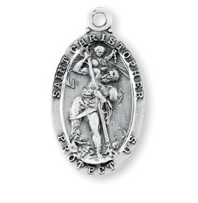 Sterling St. Christopher Medal, 1-1/16", Your Choice of Chain, # 27289