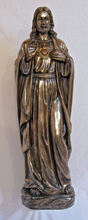 40" Sacred Heart of Jesus, Cold Cast Bronze, Lightly Hand Painted, # 41287