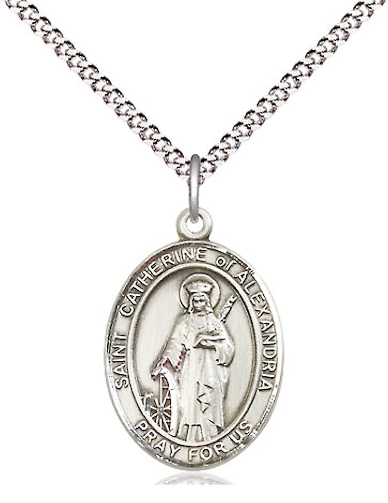St. Catherine of Alexandria Medal in Fine Pewter, 3/4" tall, Your Choice of Chain, Rampart Catholic, # 16987