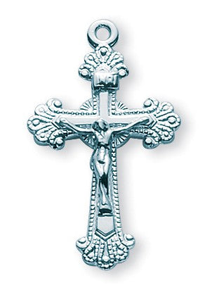 Sterling Silver Crucifix, 1-1/16", Your Choice of Chain, # 41965