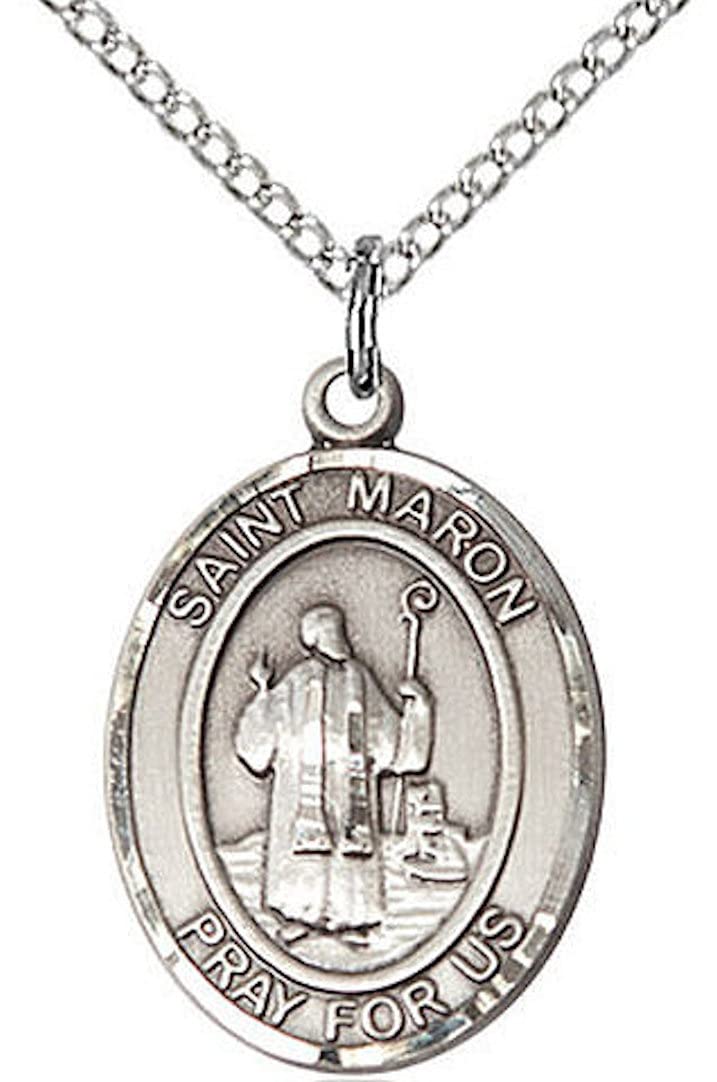 St. Maron Medal in Fine Pewter, 3/4" tall, Your Choice of Chain # 17148