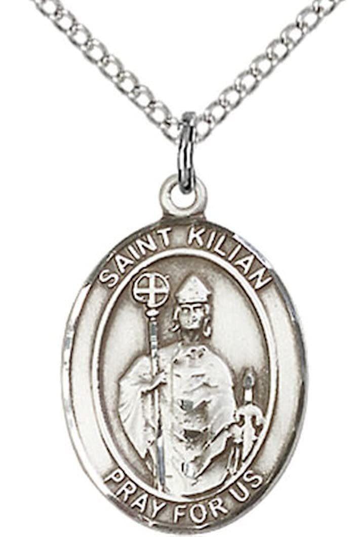 St. Killian Medal in Fine Pewter, 3/4" tall, Your Choice of Chain # 17121