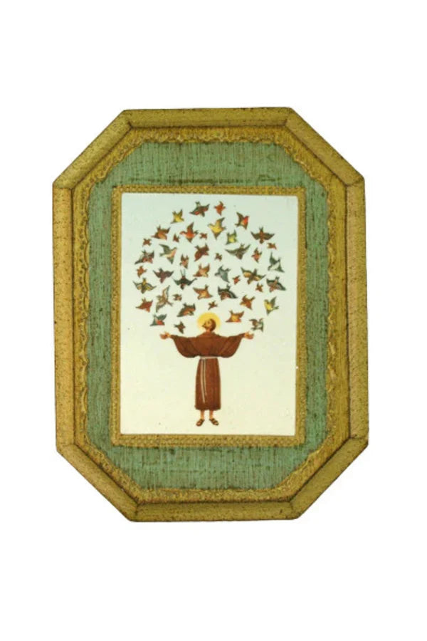 St. Francis with Birds Florentine Wood Wall Plaque 4.75x6" # 4292