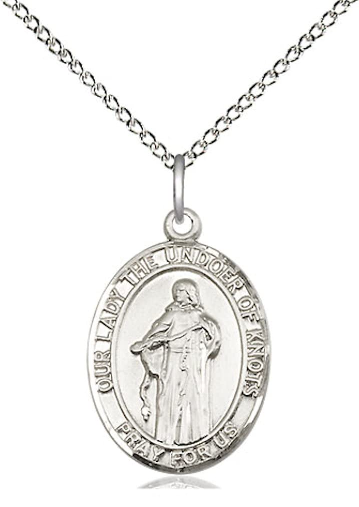 Our Lady Undoer of Knots Medal in Fine Pewter, 3/4" tall, Your Choice of Chain, # 5663