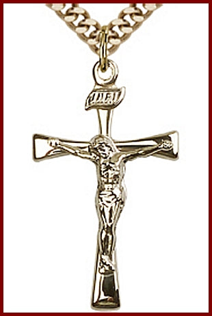 1-1/8" 14kt Gold Filled Crucifix, Your Choice of Chain, # 4324