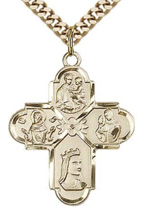 Franciscan 4-Way Medal 1" Gold Filled, Your Choice of Chain # 43433