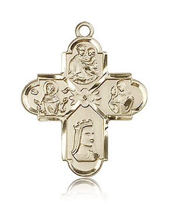 Franciscan 4-Way Medal 1" Solid 14kt Gold, Free Chain, # 43434