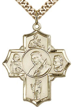 St. Philomena Five - Way Medal 1-1/8" 14kt Gold Filled, your choice of chain # 43459