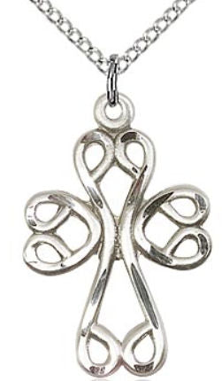 7/8" x 5/8" Pierced Cross Sterling, Your Choice of Chain # 43487
