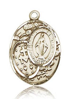 3/4" Single-Sided Miraculous Medal in Solid 14kt Gold, Free Chain, # 43517