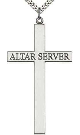 Altar Server Cross Necklace 2.5", Pewter, Your Choice of Chain # 43528
