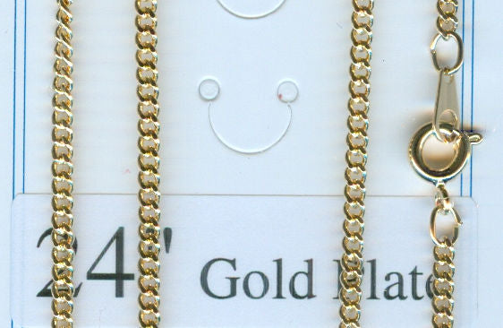 24" Curb Chain with Clasp, 2.15mm, Light Gold Plated, # 43544-sale