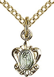 Ornate Miraculous Medal 5/16" Blue Enamel, Gold Plated, Your choice of chain # 43593