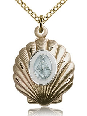 Miraculous Shell Necklace 3/4" 14kt Gold Filled, your choice of chain, # 43666