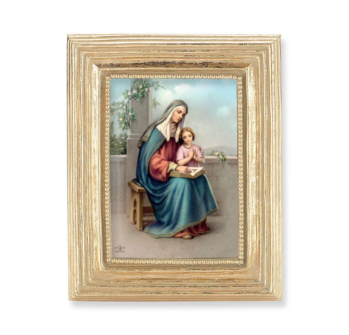 St. Anne Picture, Gold Finish 3-7/8"x4-3/4 Frame, Exclusive Gold Stamped Print Under Glass # 28350