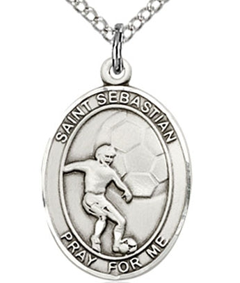 3/4" tall Soccer / St. Sebastian Medal,Your Choice of Chain, # 45009
