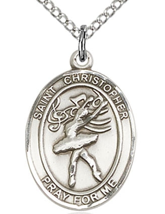 Dance / St. Christopher Medal, Sterling Silver, Your Choice of Chain, # 45025