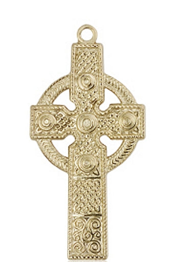 Kilklispeen Celtic Cross, High Polish Solid 14kt Gold, 1 3/8", Free Chain, # 45330