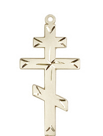 St. Andrew Cross, Engraved Solid 14kt Gold, 1-3/8", Free Chain, # 45336