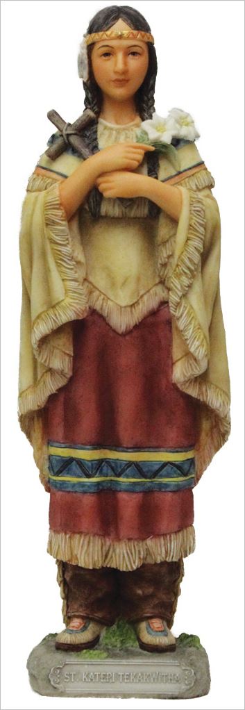 8" St. Kateri Tekakwitha Statue, Hand Painted Color, # 45429-sale