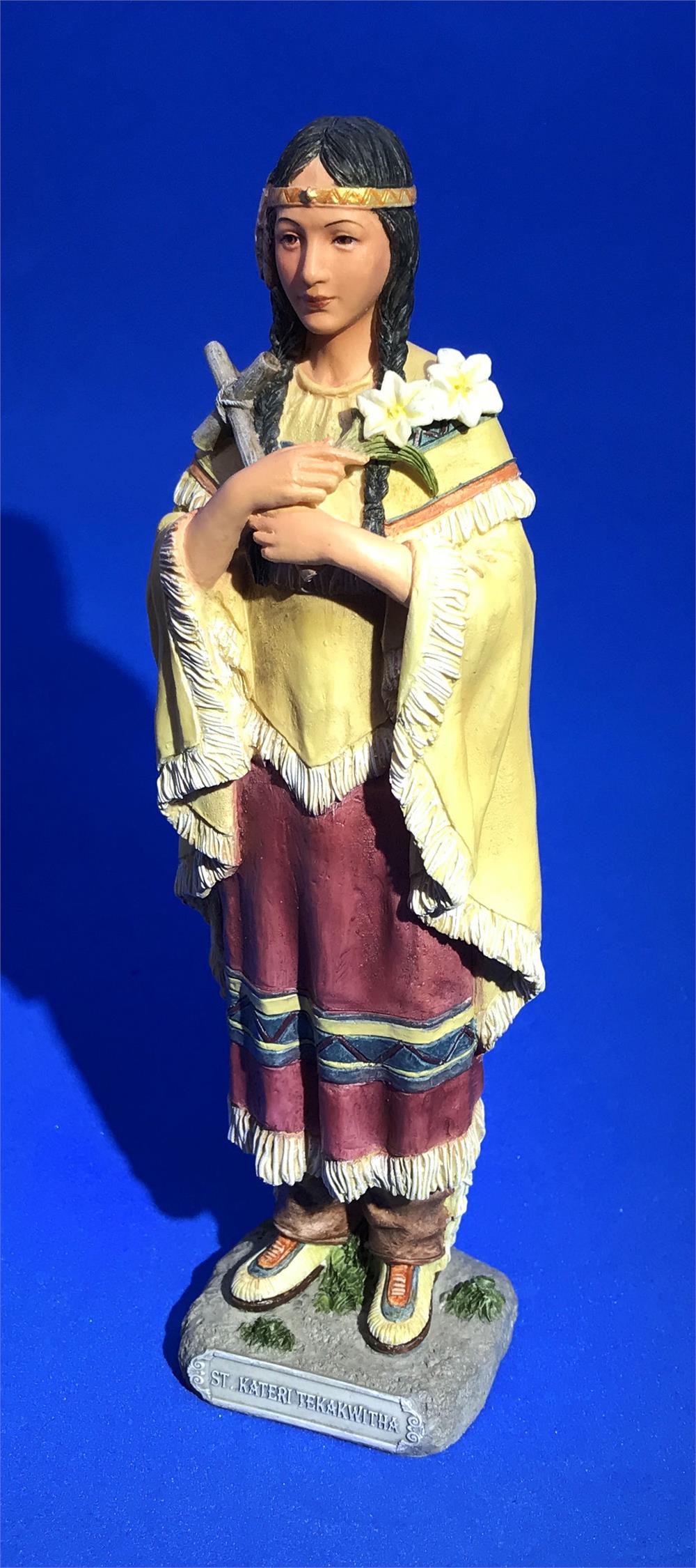 8" St. Kateri Tekakwitha Statue, Hand Painted Color, # 45429||8" St. Kateri Tekakwitha Statue, Hand Painted Color, # 45429