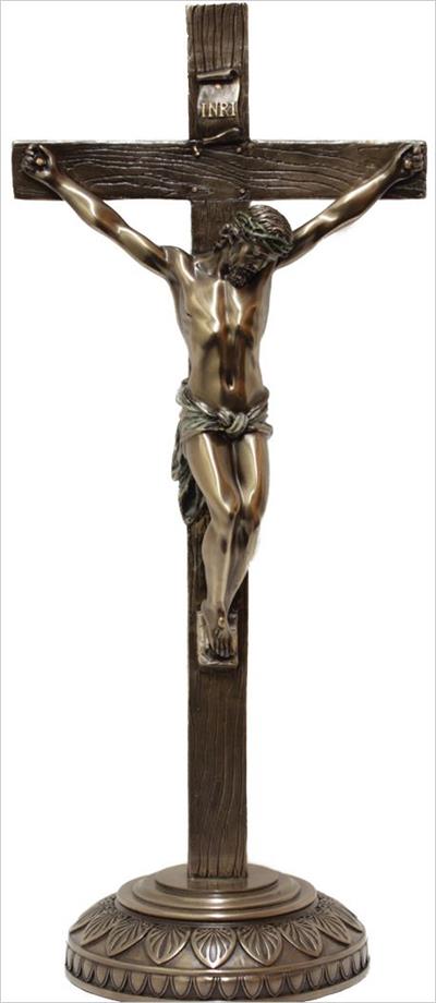 13.5" Standing Crucifix, Cold Cast Bronze, # 45433