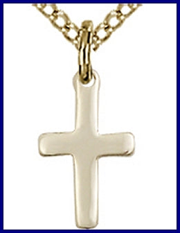 1/2" 14kt Gold Filled, Cross, your choice of chain, # 45437