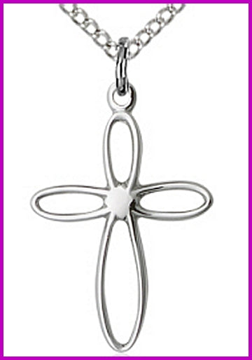 3/4" Pierced Ovals Cross, Sterling Silver, your choice of chain, # 45455
