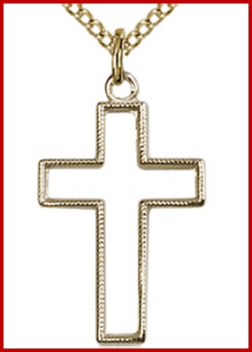 7/8" Pierced Cross, 14kt Gold Filled, your choice of chain, # 45459