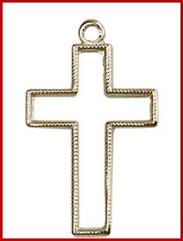 7/8" Pierced Cross, Solid 18kt Gold, Free Chain, # 45461