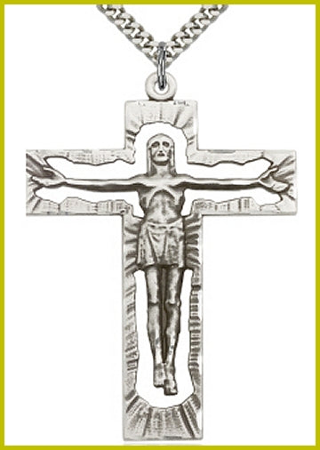 2-1/8" Pierced Crucifix, Sterling Silver, your choice of chain, # 45512