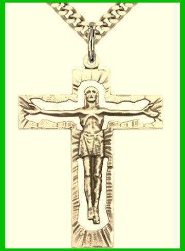 1-1/4" Pierced 14kt Gold Filled, Crucifix, your choice of chain, # 45520