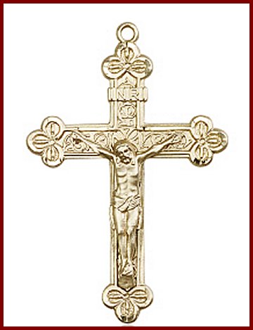 1-7/8" Crucifix, Solid 14kt Gold, Free Chain, # 45557