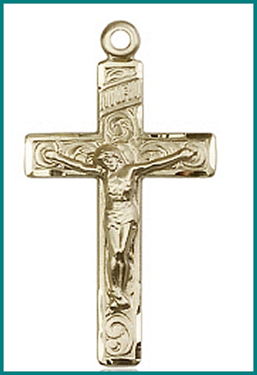 1-1/4" Crucifix in Solid 14kt Gold, Free Chain, # 45585