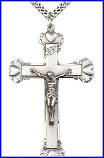 2-1/4" Sterling Silver Crucifix, your choice of chain, # 45600