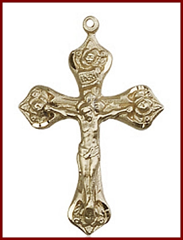 1" Solid 14kt Gold Crucifix, Free Chain, # 45606