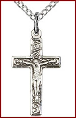 3/4" Sterling Silver Crucifix, your choice of chain, # 45616