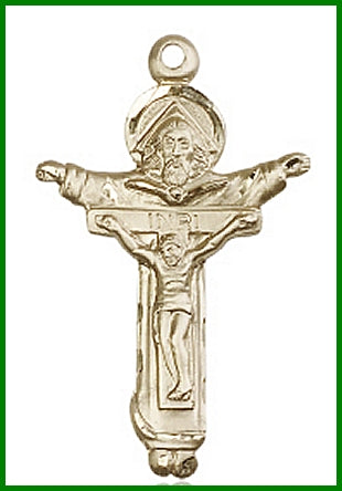 1-3/4" Trinity Crucifix in Solid 14kt Gold, # 45660