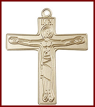 2" Cursillo Cross in Solid 18kt Gold, Free Chain, # 45666