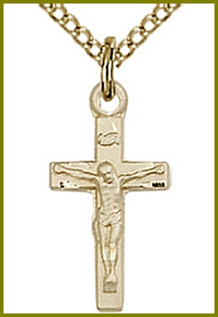5/8" Crucifix 14kt Gold Filled, your choice of chain, # 45667