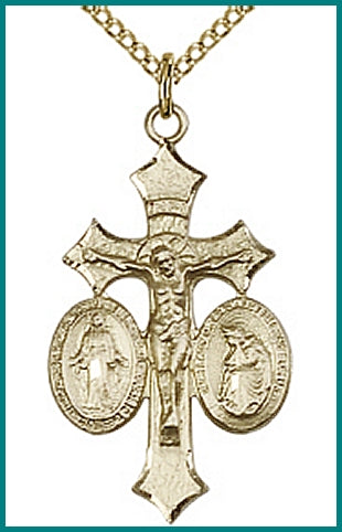 1-1/8" Our Lady of La Salette Crucifix 14kt Gold Filled, Your Choice of Chain, # 45701