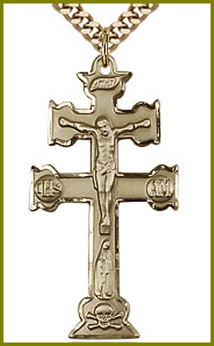 1-1/2" Caravaca Crucifix 14kt Gold Filled, your choice of chain, # 45710