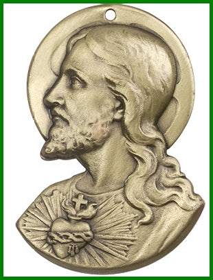 Keychain, Bronze Oxide Finish, Sacred Heart, 2", # 45747