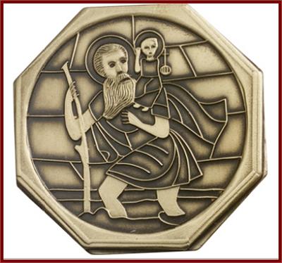 Visor Clip, Bronze Oxide Finish, St. Christopher, 1-1/2" tall, # 45781
