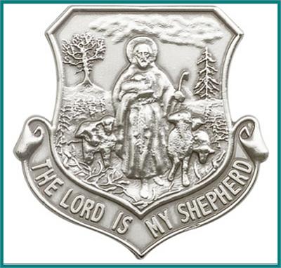 Visor Clip, Silver Oxide Finish, The Lord Is My Shepherd, 1-3/8" tall, # 45820