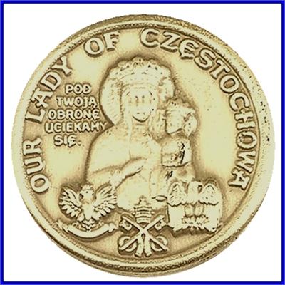 Visor Clip, Bronze Oxide Finish, Our Lady of Czestochowa, 1-1/8", # 45839
