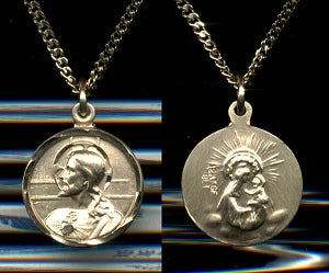 Small 14kt Gold Filled, Scapular Medal, measures 9/16" diameter, Your Choice of Chain # 4584